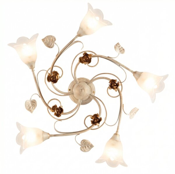 Plafoniera Arte Povera Cestino 5 Luci Avorio e Bianco LuceArt Classic