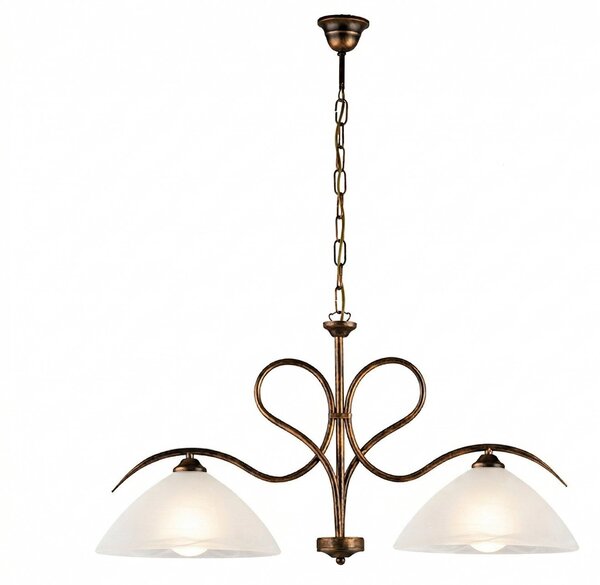 Lampadario Rustico Miranda 2 Luci Marrone e Bianco LuceArt Classic