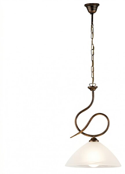Lampadario Rustico Miranda 1 Luce Marrone e Bianco LuceArt Classic