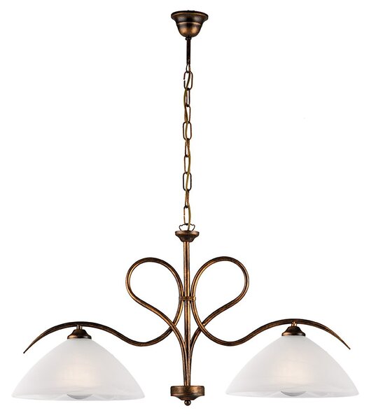 Lampadario Rustico Miranda 2 Luci Marrone e Bianco LuceArt Classic