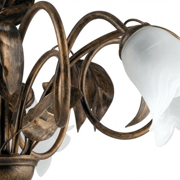 Lampadario Arte Povera Limone 5 Luci Marrone e Bianco LuceArt Classic