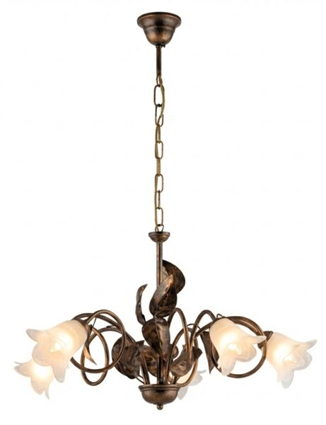 Lampadario Arte Povera Limone 5 Luci Marrone e Bianco LuceArt Classic