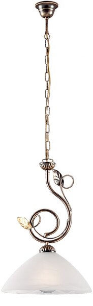 Lampadario Rustico Magnolia 1 Luce Marrone e Bianco LuceArt Classic