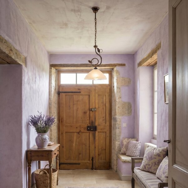 Lampadario Rustico Magnolia 1 Luce Marrone e Bianco LuceArt Classic