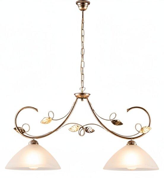Lampadario Rustico Magnolia 2 Luci Marrone e Bianco LuceArt Classic