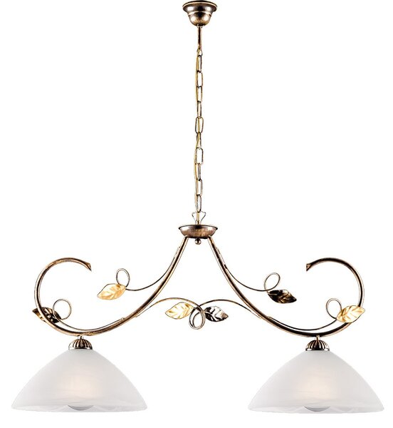 Lampadario Rustico Magnolia 2 Luci Marrone e Bianco LuceArt Classic