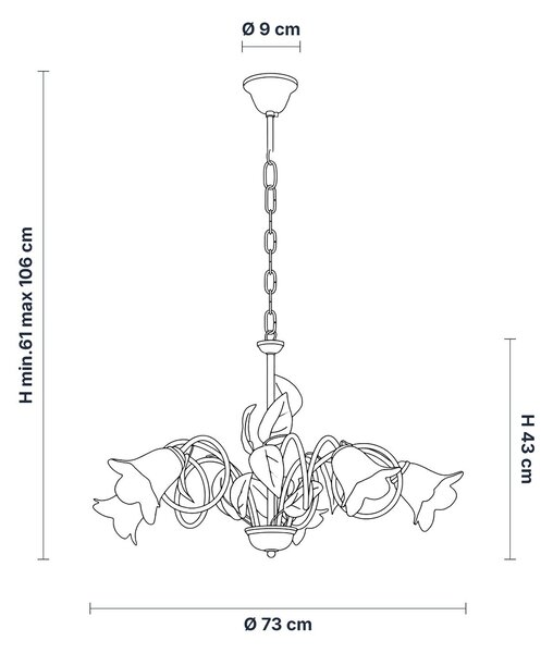 Lampadario Arte Povera Limone 5 Luci Avorio e Bianco LuceArt Classic