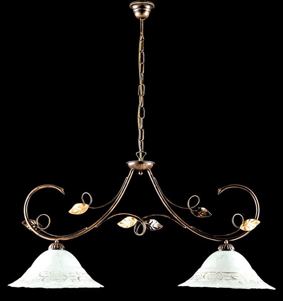 Lampadario Rustico Magnolia 2 Luci Marrone e Bianco LuceArt Classic