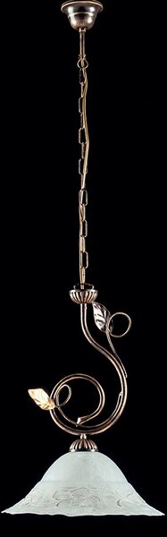 Lampadario Rustico Magnolia 1 Luce Marrone e Bianco LuceArt Classic