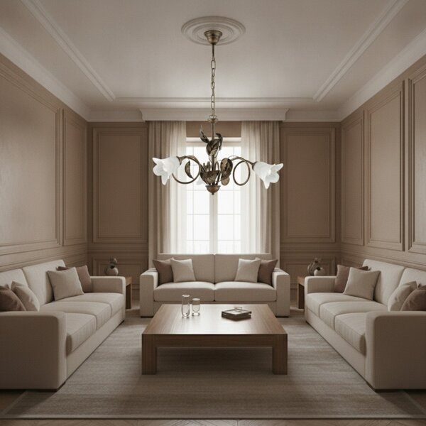 Lampadario Arte Povera Limone 3 Luci Marrone e Bianco LuceArt Classic