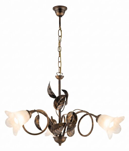 Lampadario Arte Povera Limone 3 Luci Marrone e Bianco LuceArt Classic