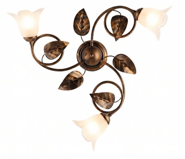Plafoniera Arte Povera Limone 3 Luci Marrone e Bianco LuceArt Classic