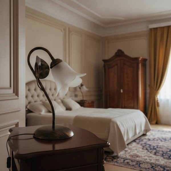 Lampada da Tavolo Limone 1 Luce Marrone e Bianco LuceArt Classic