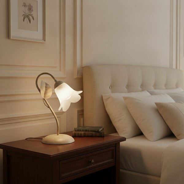 Lampada da Tavolo Limone 1 Luce Avorio e Bianco LuceArt Classic