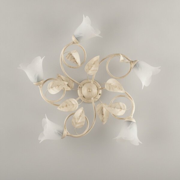 Plafoniera Arte Povera Limone 5 Luci Avorio e Bianco LuceArt Classic