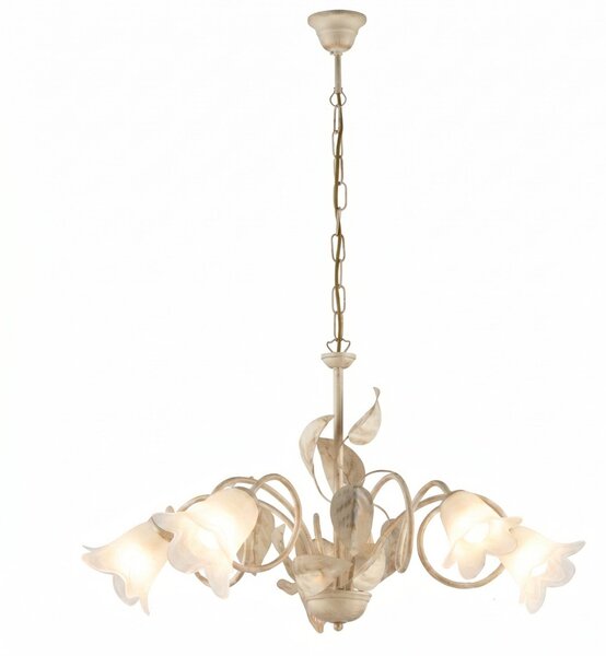 Lampadario Arte Povera Limone 5 Luci Avorio e Bianco LuceArt Classic