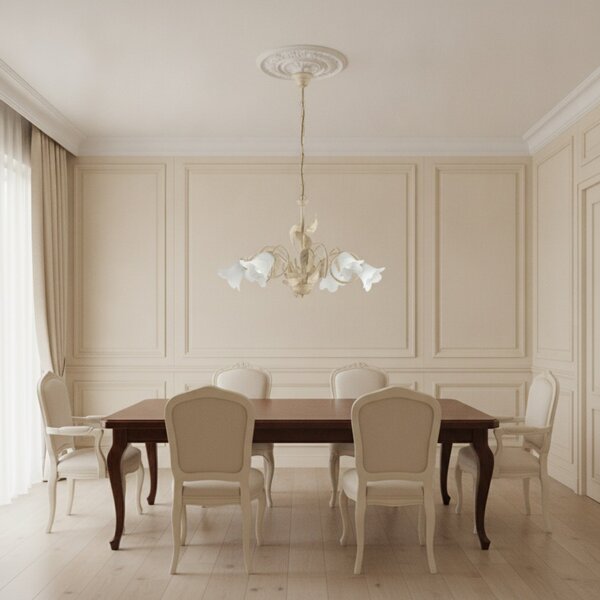 Lampadario Arte Povera Limone 5 Luci Avorio e Bianco LuceArt Classic