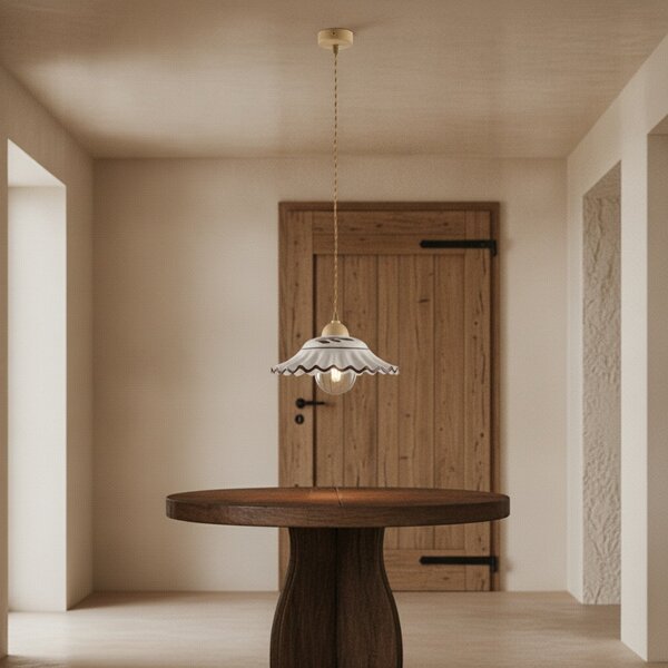 Lampadario Rustico Palma 1 Luce Avorio LuceArt Classic
