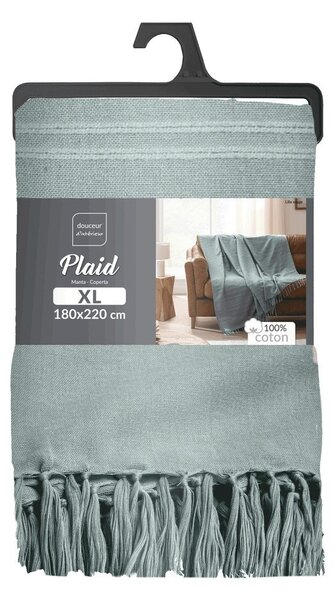 Copriletto verde in cotone 180x220 cm Lilia – douceur d'intérieur