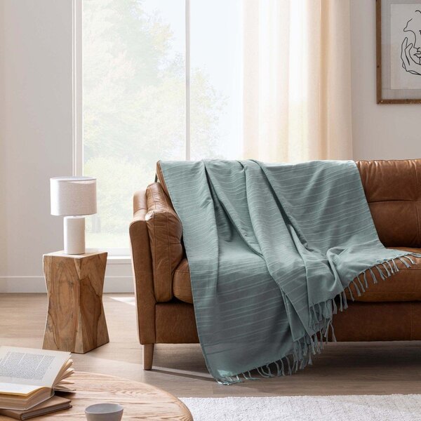 Copriletto verde in cotone 180x220 cm Lilia – douceur d'intérieur