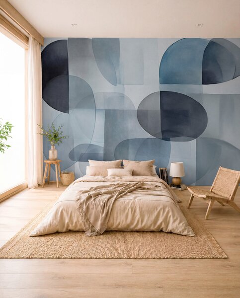Carta da parati Forme astratte con texture in tonalità di grigio e blu, toni tenui, composizione, Carta da parati lastrazione, w09467v1 : Uwalls.it