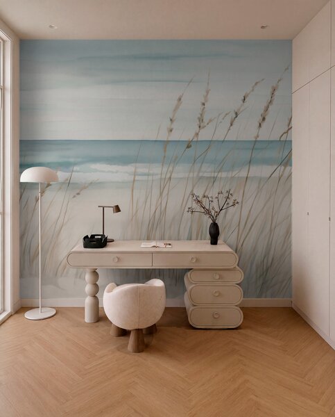Carta da parati Erbe morbide in riva al mare, Carta da parati Mare, w04737 : Uwalls.it