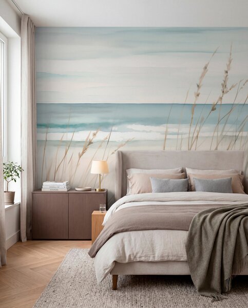 Carta da parati Erbe morbide in riva al mare, Carta da parati Mare, w04737 : Uwalls.it