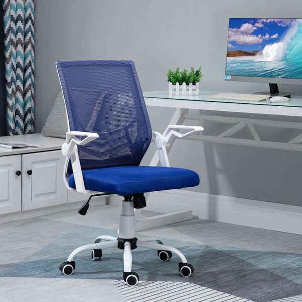 Vinsetto Poltrona da Ufficio Reclinabile Girevole con Braccioli e Supporto Lombare, sedia Altezza Regolabile e Ergonomica in Tessuto Blu| Aosom Italy