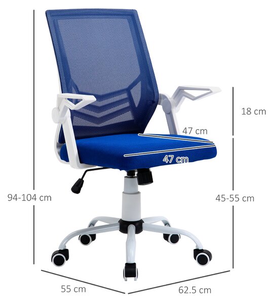 Vinsetto Poltrona da Ufficio Reclinabile Girevole con Braccioli e Supporto Lombare, sedia Altezza Regolabile e Ergonomica in Tessuto Blu| Aosom Italy
