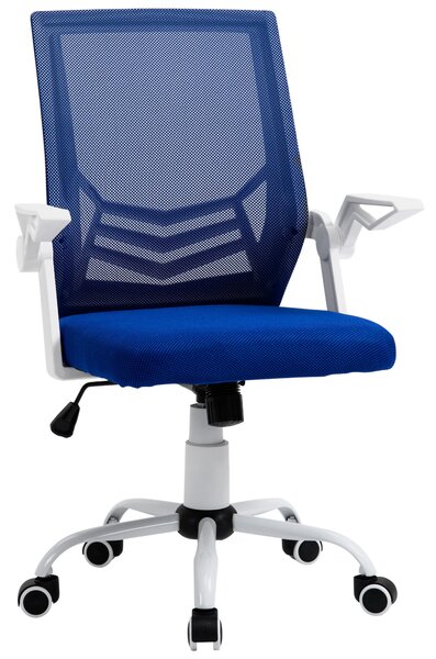 Vinsetto Poltrona da Ufficio Reclinabile Girevole con Braccioli e Supporto Lombare, sedia Altezza Regolabile e Ergonomica in Tessuto Blu| Aosom Italy