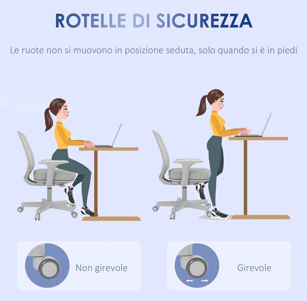 Vinsetto Sedia da Ufficio Ergonomica e Reclinabile ad Altezza Regolabile con 5 Rotelle, 55x48x82.5-94.5 cm, Grigio