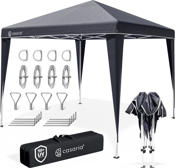 CASARIA® Gazebo da Giardino Capri 3x3m Pop-Up Protezione 50+ Impermiabile Tenda a Fisarmonica Antracite