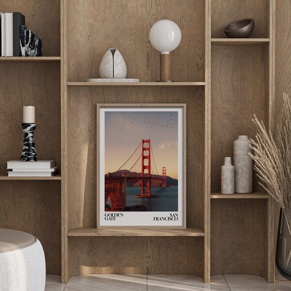 Dipinto stampato con cornice inclusa 50x70 cm Golden Gate – Styler