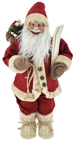 Statuina Babbo Natale Rosso Statuetta 40 cm Vestiti in Tessuto Addobbo Natalizio