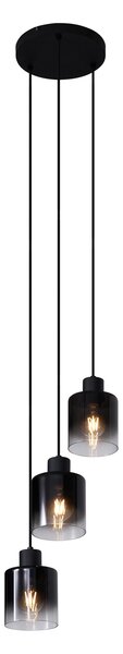 Lampada a sospensione moderna nera con vetro fumé 3 luci - Dame