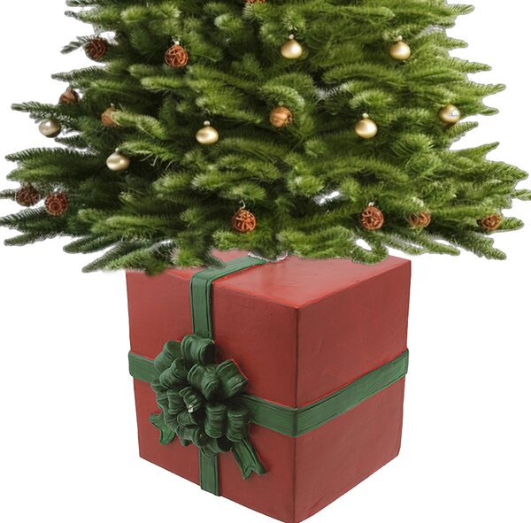 Base Albero di Natale a Forma di Pacco Regalo con Supporto Universale 26x24x32 cm