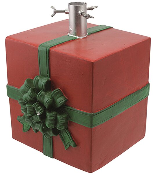Base Albero di Natale a Forma di Pacco Regalo con Supporto Universale 26x24x32 cm