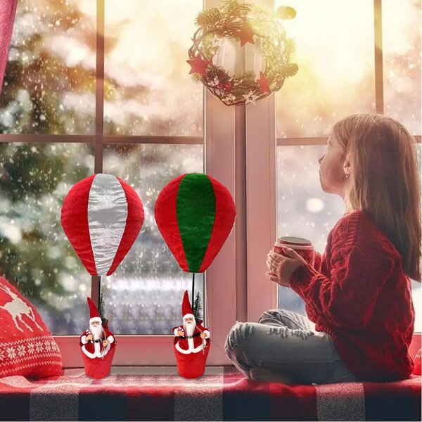 Mongolfiera Natalizia di Babbo Natale Decorazione Addobbo 2 Assortimenti 40x97 cm