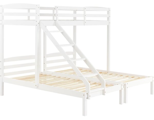 Letto a castello triplo per bambini 6+ anni, letto triplo per cameretta, 90x200 cm, Bianco | Aosom Italy