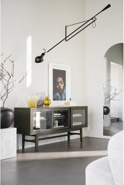 Vetrina marrone in rovere con ante scorrevoli 170x75 cm Hazelton - Rowico