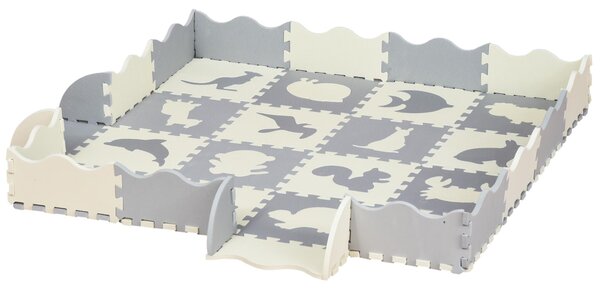 Tappeto Puzzle Per Bambini 150x150x1,4 Cm In Eva Bianco Grigio