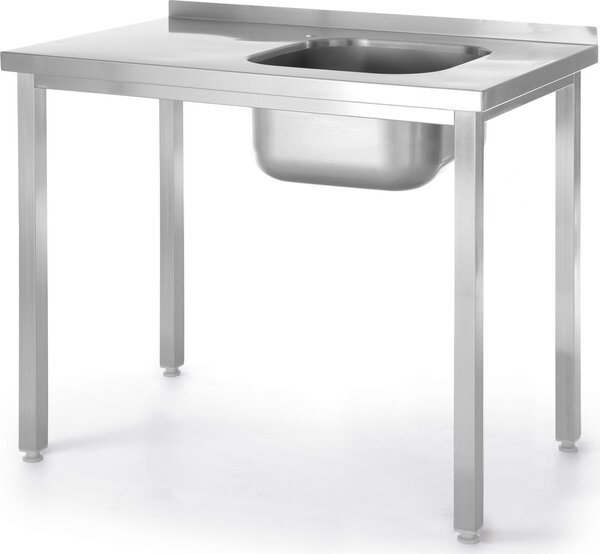 Tavolo con lavello monocomparto senza ripiano - Linea Budget - prefabbricato, profondità 600 mm, HENDI, Linea Budget, lavello a destra, 800x600x(H)850mm