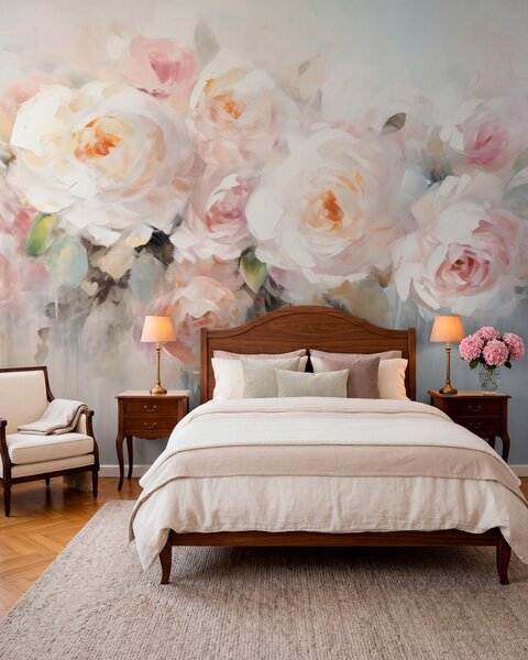 Carta da parati Fiori classici, rose, Carta da parati Acquerello, w05614 : Uwalls.it