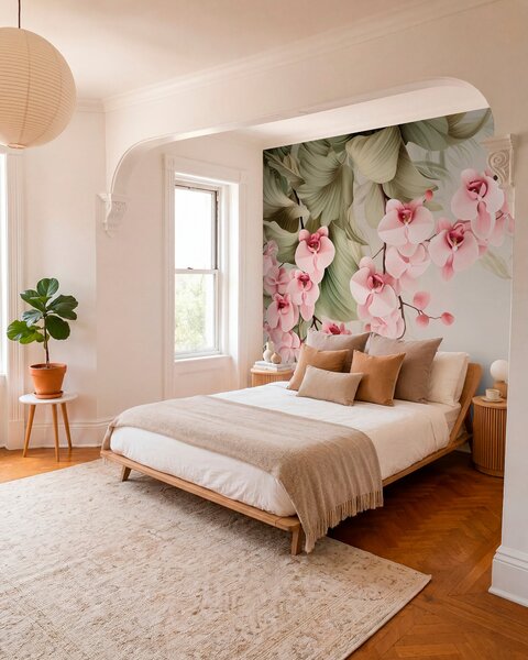 Carta da parati Orchidee, fiori sospesi, Carta da parati Floreale, w05619 : Uwalls.it