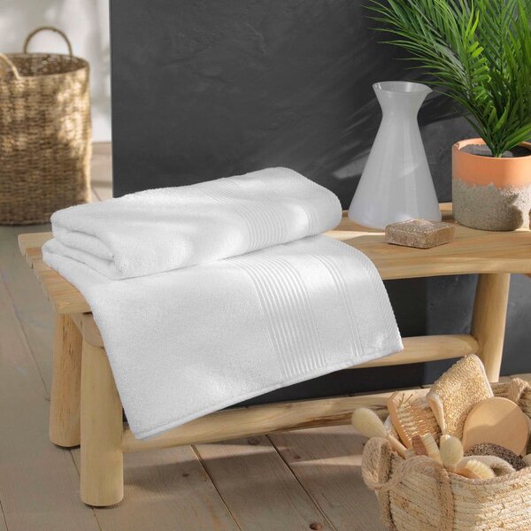 Asciugamano bianco in spugna di cotone 90x150 cm Tendresse - douceur d'intérieur