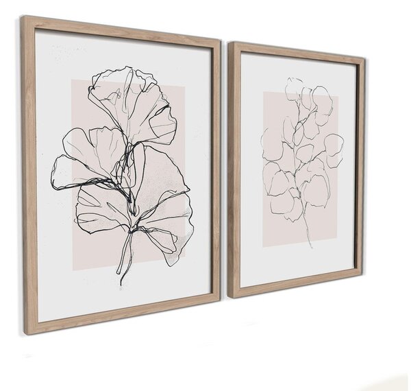 Set di dipinti stampati con cornice inclusa 2 pz 30x40 cm Floral Set – Styler