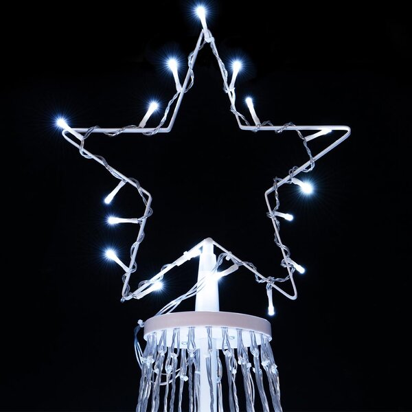 Albero Natale Luminoso 340 cm Bianco Freddo 991 LED Decorazione Metallo Esterno