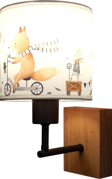 Brilagi - Lampada da parete BOBO WOOD 1xE27/25W/230V quercia/nero/bianco/animaletti
