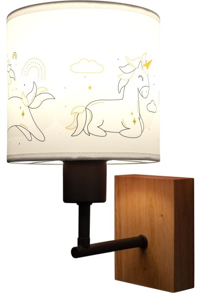 Brilagi - Lampada da parete BOBO WOOD 1xE27/25W/230V rovere/nero/bianco/unicorni