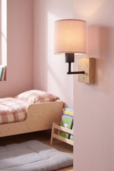 Brilagi - Lampada da parete BOBO WOOD 1xE27/25W/230V rovere/nero/rosa